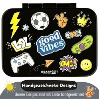 BearFoot Brotdose, Lunchbox, Bento Box COMPACT-S 650ml - Sticker Schwarz ( Gravur möglich )