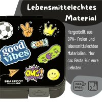BearFoot Brotdose, Lunchbox, Bento Box COMPACT-S 650ml - Sticker Schwarz ( Gravur möglich )