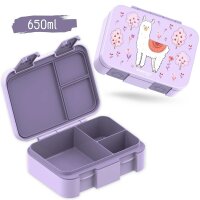 BearFoot Brotdose, Lunchbox, Bento Box COMPACT-S 650ml - Lama Lila ( Gravur möglich )