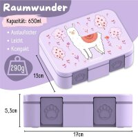 BearFoot Brotdose, Lunchbox, Bento Box COMPACT-S 650ml - Lama Lila ( Gravur möglich )