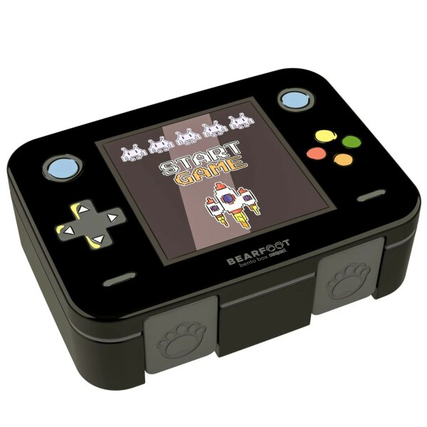 BearFoot Brotdose, Lunchbox, Bento Box COMPACT-S 650ml - Game Schwarz ( Gravur möglich )