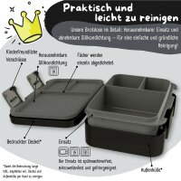 BearFoot Brotdose, Lunchbox, Bento Box COMPACT-S 650ml - Game Schwarz ( Gravur möglich )