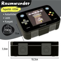 BearFoot Brotdose, Lunchbox, Bento Box COMPACT-S 650ml - Game Schwarz ( Gravur möglich )