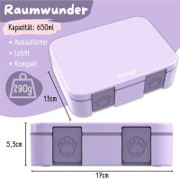 BearFoot Brotdose, Lunchbox, Bento Box COMPACT-S 650ml - Lila ( Gravur möglich )