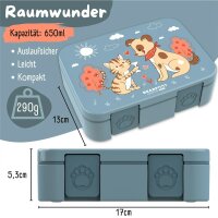 BearFoot Brotdose, Lunchbox, Bento Box COMPACT-S 650ml - Hund & Katze ( Gravur möglich )