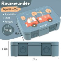 BearFoot Brotdose, Lunchbox, Bento Box COMPACT-S 650ml - Feuerwehr & Hase ( Gravur möglich )