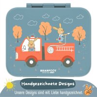 BearFoot Brotdose, Lunchbox, Bento Box COMPACT-S 650ml - Feuerwehr & Hase ( Gravur möglich )