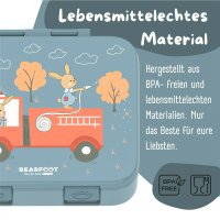 BearFoot Brotdose, Lunchbox, Bento Box COMPACT-S 650ml - Feuerwehr & Hase ( Gravur möglich )