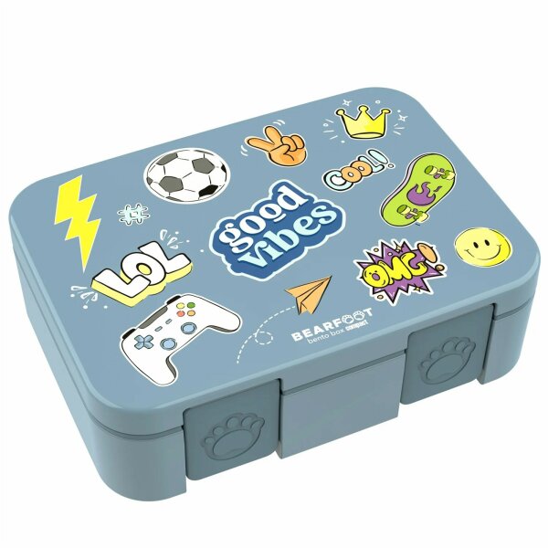 BearFoot Brotdose, Lunchbox, Bento Box COMPACT-S 650ml - Sticker Blau ( Gravur möglich )