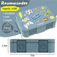 BearFoot Brotdose, Lunchbox, Bento Box COMPACT-S 650ml - Sticker Blau ( Gravur möglich )