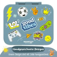 BearFoot Brotdose, Lunchbox, Bento Box COMPACT-S 650ml - Sticker Blau ( Gravur möglich )
