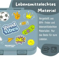 BearFoot Brotdose, Lunchbox, Bento Box COMPACT-S 650ml - Sticker Blau ( Gravur möglich )