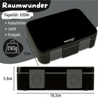 BearFoot Brotdose, Lunchbox, Bento Box COMPACT-S 650ml - Schwarz ( Gravur möglich )