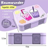 BearFoot Brotdose, Lunchbox, Bento Box COMPACT-S 650ml - BubbleTea Lila