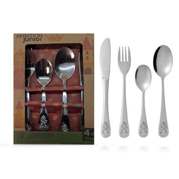 Ambition Junior Kinderbesteck- Vica - Prinzessin - 4-teilig ( Gravur möglich )
