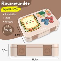 BearFoot Brotdose, Lunchbox, Bento Box COMPACT-M 950ml - Sandwich braun ( Gravur möglich )