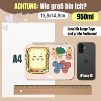 BearFoot Brotdose, Lunchbox, Bento Box COMPACT-M 950ml - Sandwich braun ( Gravur möglich )