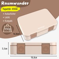 BearFoot Brotdose, Lunchbox, Bento Box COMPACT-M 950ml - ohne Motiv braun ( Gravur möglich )
