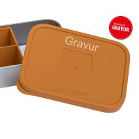 BearFoot Brotdose, Lunchbox, Edelstahl mit Silikoneinsatz 700ml - Braun ( Gravur möglich )