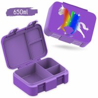 Bearfoot - Brotdose Einhorn mit Fächern, auslaufsicher - GLOW 650ML ( Gravur möglich )