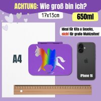 Bearfoot - Brotdose Einhorn mit Fächern, auslaufsicher - GLOW 650ML ( Gravur möglich )