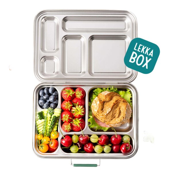 LEKKABOX GRANDE - große Edelstahl Brotdose mit 5 Fächern -Lila