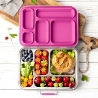 LEKKABOX GRANDE - große Edelstahl Brotdose mit 5 Fächern -Lila