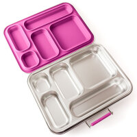 LEKKABOX GRANDE - große Edelstahl Brotdose mit 5 Fächern -Lila