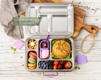 LEKKABOX GRANDE - große Edelstahl Brotdose mit 5 Fächern -Lila