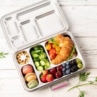 LEKKABOX GRANDE - große Edelstahl Brotdose mit 5 Fächern -Lila